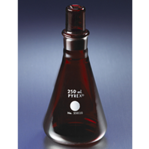 PYREX® 250 mL Low Actinic Narrow Mouth Erlenmeyer Flask with PYREX® Standard Taper Stopper