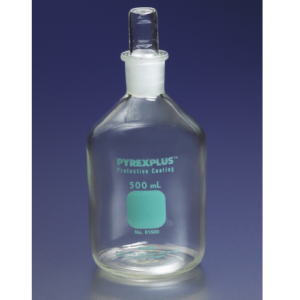 PYREXPLUS® Narrow Mouth Reagent Storage Bottles with Standard Taper Stopper