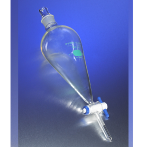 PYREXPLUS® Squibb Pear-shaped Separatory Funnels, Protective Coating, PTFE Product Standard Stopcock, Glass Standard Taper Stopper