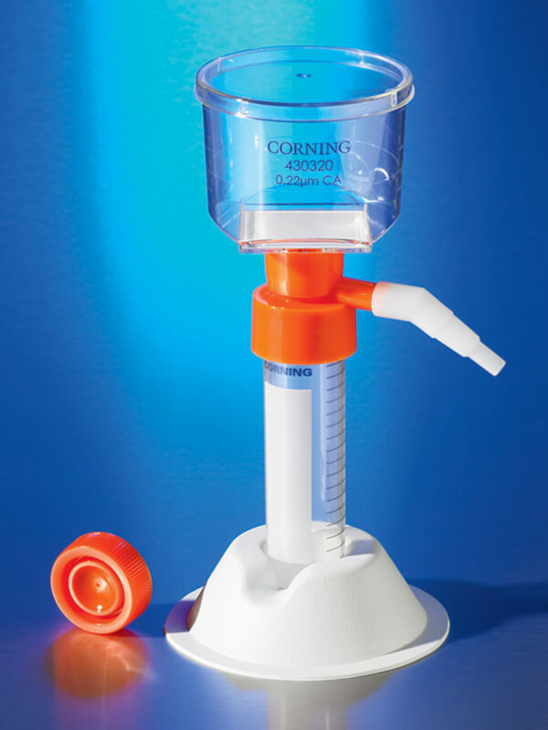 430314 - Corning® 50 mL Tube Top Vacuum Filter System, 0.45 µm Pore 13.6cm² CA Membrane, Sterile, 12/Case