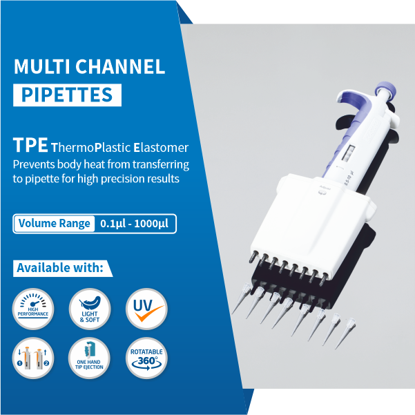500.303.18 - 30 to 300µl High Performance Micro Volume Pipette, Multi Channel